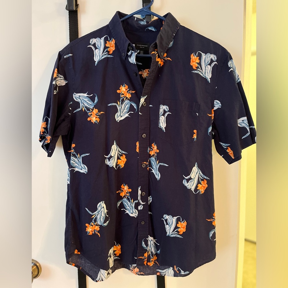 Club Monaco Navy Floral Summer Shirt - size M